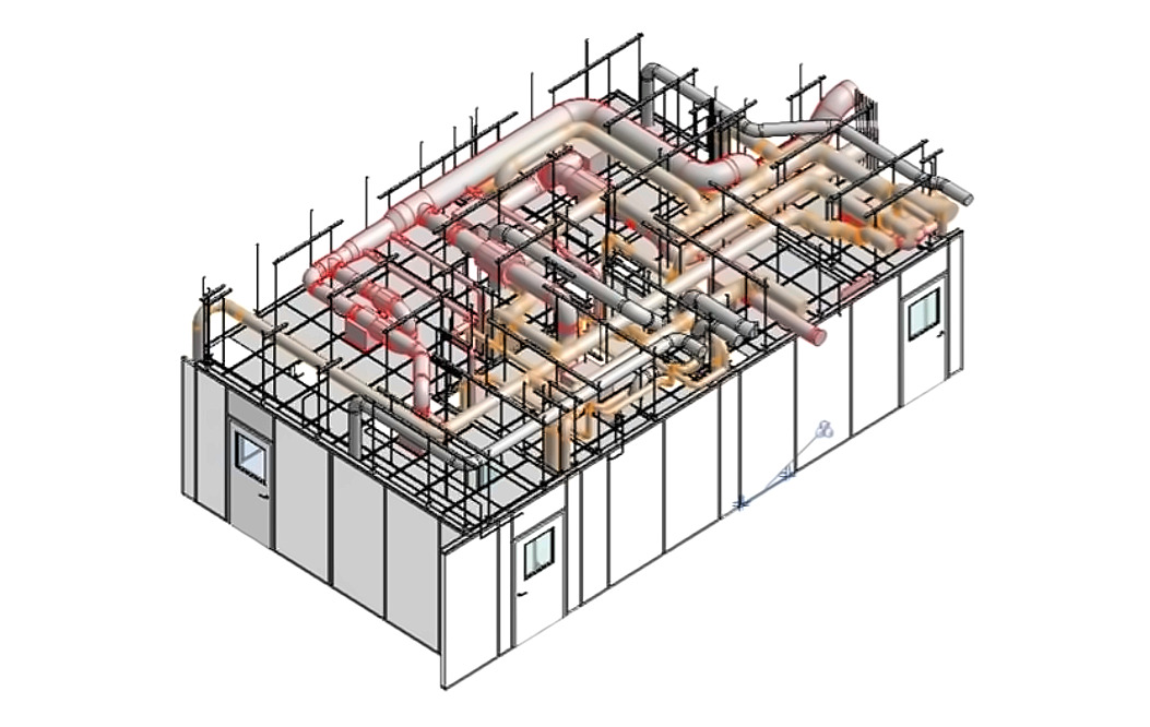 Clean room paneling and ductwork model